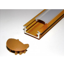 P1 LED profile, 2.5m / 2500mm recessed aluminium extrusion, wood pine effect, plus diffuser