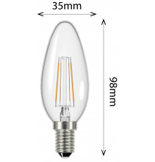 4.2W Filament Candle E14 470lm 2700K Clear LED Lamp, dimmable