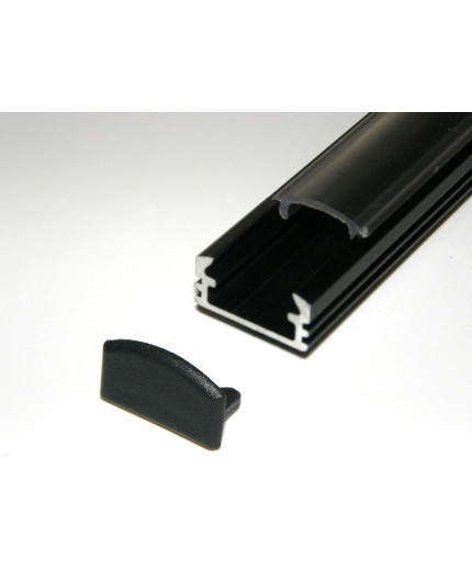 3m surface LED profile P2, anodized aluminium, black, plus diffuser