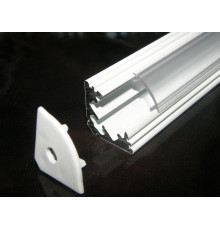 P3 LED profile 1.5m / 1500m corner 45 extrusion, painted aluminium, white, with diffuser