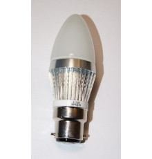 3W B22 LED Lamp, Milky Candle Bulb, Warm White, Dimmable, FCS