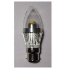 3W B22 LED Lamp, Clear Candle Bulb, Warm White, Dimmable