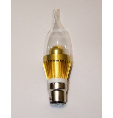 3W B22 LED Lamp, Clear Flame Bulb, Warm White, Dimmable, D37mm x L130mm