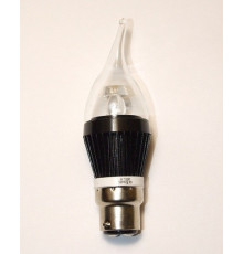 3W B22 LED Lamp, Clear Flame Bulb, Warm White, Dimmable, D37mm x L125mm