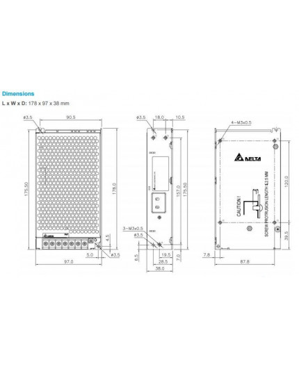 150W 12Vdc Delta Enclosed Panel Mount LED Power Supply 150W 12Vdc Delta Enclosed Panel Mount LED Power Supply