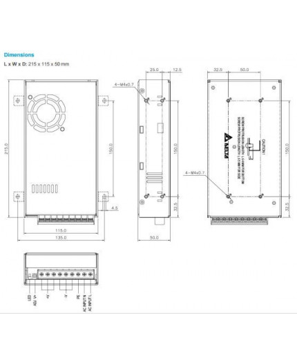 350W 24Vdc Delta Enclosed Panel Mount LED Power Supply 350W 24Vdc Delta Enclosed Panel Mount LED Power Supply