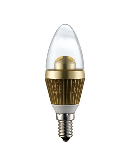 3W E14 LED Lamp, Clear Candle Bulb, Warm White, Dimmable - Gold 3W E14 LED Lamp, Clear Candle Bulb, Warm White, Dimmable - Gold
