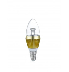 3W E14 LED Lamp, Clear Candle Bulb, Warm White, Dimmable, SES/E14 - Gold