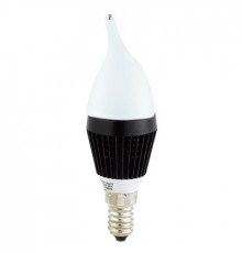 3W E14 LED Lamp, Milky Flame Bulb, Warm White, Dimmable, D37mm x L125mm - Black