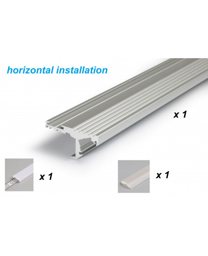 Aluminium LED profile S1 STEP, silver anodized, 1000mm/1m Aluminium LED profile S1 STEP, silver anodized, 1000mm/1m