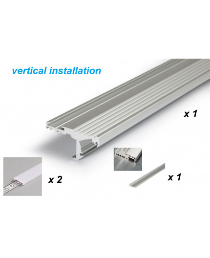Aluminium LED profile S1 STEP, silver anodized, 1000mm/1m Aluminium LED profile S1 STEP, silver anodized, 1000mm/1m