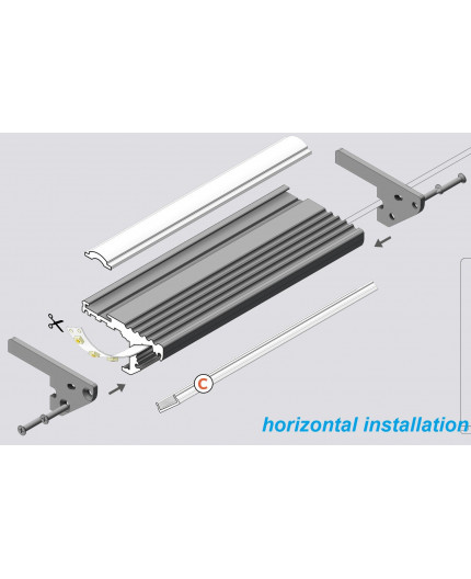 Aluminium LED profile S1 STEP, silver anodized, 1000mm/1m Aluminium LED profile S1 STEP, silver anodized, 1000mm/1m