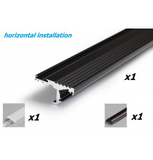 Aluminium LED profile S1 STEP edge, black anodized, 1000mm / 1m Aluminium LED profile S1 STEP edge, black anodized, 1000mm / 1m
