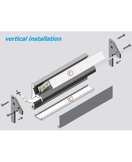 Aluminium LED profile S1 STEP edge, silver anodized, 2000mm / 2m Aluminium LED profile S1 STEP edge, silver anodized, 2000mm / 2m