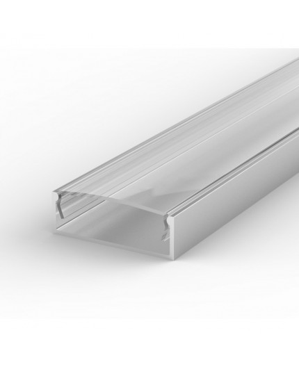 2m silver anodized EW2 LED Aluminium U-profile with diffuser - EW2 LED  Profile - Marc LED Ltd