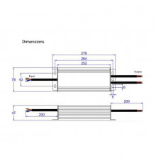 300W (2x150W), Mains to 12Vdc Triac dimmable LED driver, IP66, ELED-300P-12T 300W (2x150W), Mains to 12Vdc Triac dimmable LED driver, IP66, ELED-300P-12T