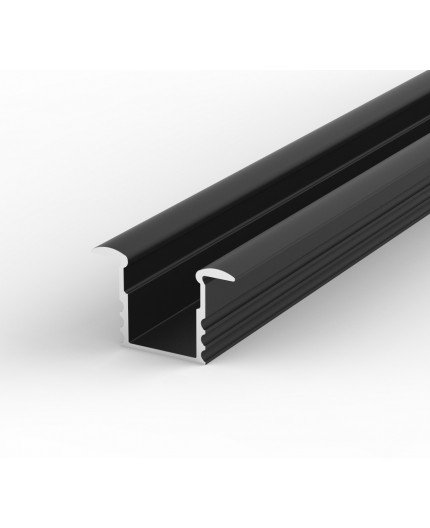 2m black painted EH1 recessed LED aluminium extrusion with diffuser 2m black painted EH1 recessed LED aluminium extrusion with diffuser
