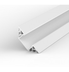 2m white E3F Flush 45° Surfaced Corner LED aluminium extrusion diffuser