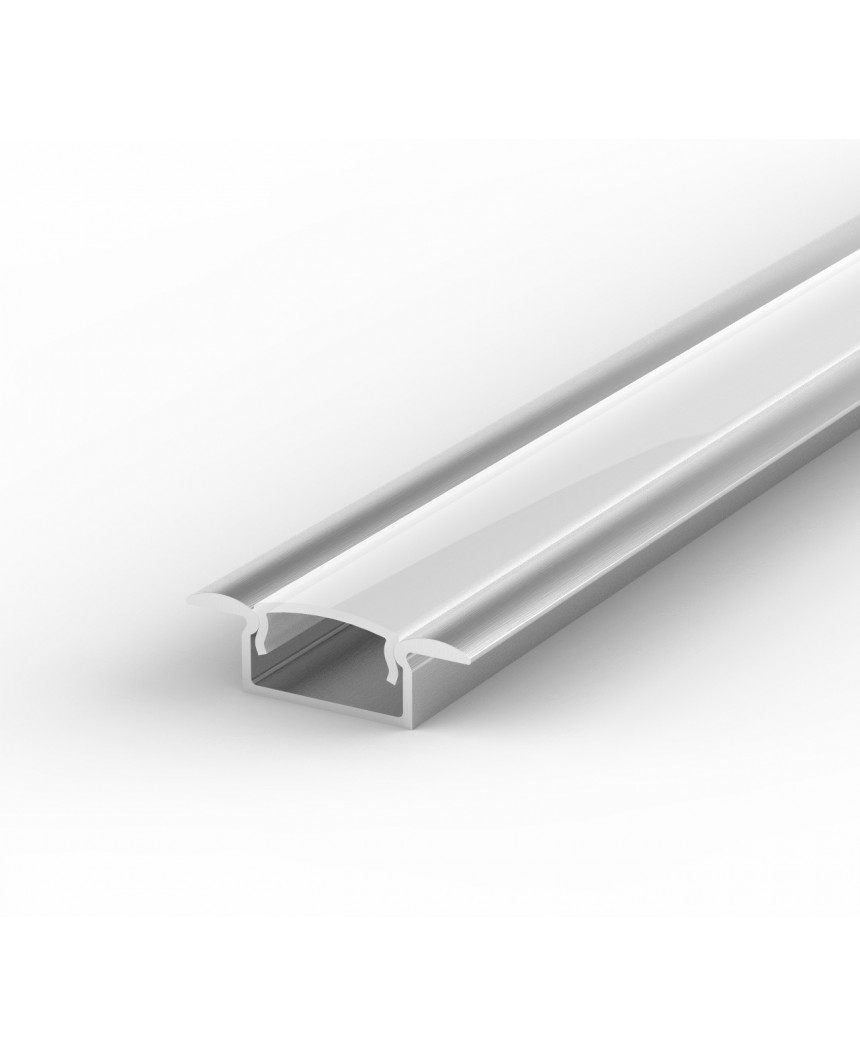 2m silver anodized recessed E1 LED aluminium extrusion with diffuser ...