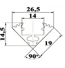 P3 corner 45 LED aluminium profile 1m, anodized silver, with diffuser P3 corner 45 LED aluminium profile 1m, anodized silver, with diffuser