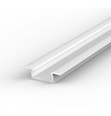2m white painted recessed E1 LED aluminium extrusion with diffuser