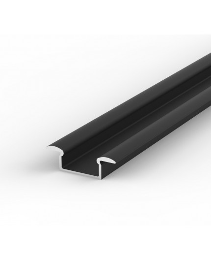 1m black painted recessed E1 LED aluminium extrusion with diffuser 1m black painted recessed E1 LED aluminium extrusion with diffuser