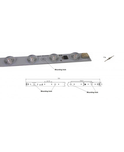 24Vdc 14.4W 3000K CC 160 Degree SMD2835 Light Bar CRI90 500x20mm 24Vdc 14.4W 3000K CC 160 Degree SMD2835 Light Bar CRI90 500x20mm