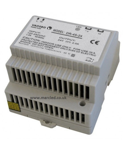 45W 24VDC Switching Power Supply for DIN Rail Mounting, Vadsbo 45W 24VDC Switching Power Supply for DIN Rail Mounting, Vadsbo