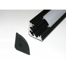 P3 LED profile 1m / 1000m corner 45 extrusion, anodized aluminium, black, with diffuser