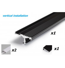 Aluminium LED profile S1 STEP edge, black anodized, 1000mm / 1m Aluminium LED profile S1 STEP edge, black anodized, 1000mm / 1m