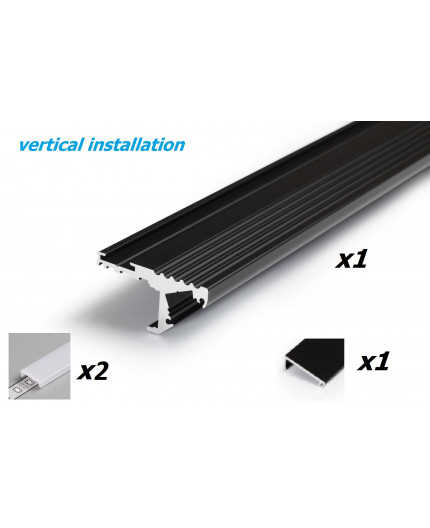 Aluminium LED profile S1 STEP edge, black anodized, 1000mm / 1m Aluminium LED profile S1 STEP edge, black anodized, 1000mm / 1m