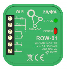 ROW-01 Power socket and lights control module, Wi-Fi 1-channel, Supla ROW-01 Power socket and lights control module, Wi-Fi 1-channel, Supla