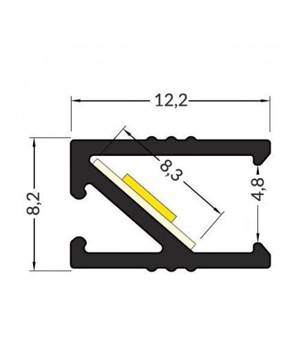 1m recessed LED profile IN1 (anodized, silver), set with milky cover 1m recessed LED profile IN1 (anodized, silver), set with milky cover