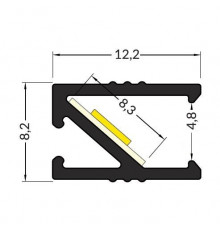 2m recessed LED profile IN1 (anodized, silver), set with milky cover 2m recessed LED profile IN1 (anodized, silver), set with milky cover