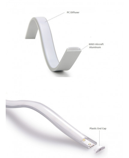 1m bendable/ flexible aluminium LED profile O2 easy to bend no tooling