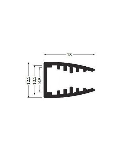 1m glass 6mm LED profile G1, anodized 1m glass 6mm LED profile G1, anodized