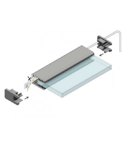 1m glass 6mm LED profile G1, anodized 1m glass 6mm LED profile G1, anodized