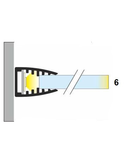 1m glass 6mm LED profile G1, anodized 1m glass 6mm LED profile G1, anodized
