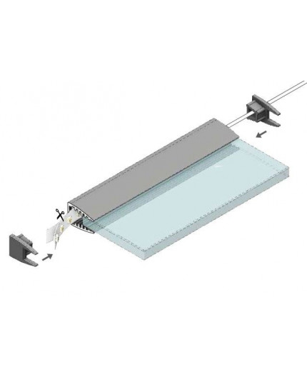 2m glass 6mm LED profile G1, anodized 2m glass 6mm LED profile G1, anodized
