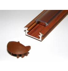 P1 LED profile, 1m / 1000mm recessed aluminium extrusion, wood palisander effect, plus diffuser