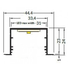 2m Alu-Ceiling Recessed LED profile TXL1 (anodized), set with cover 2m Alu-Ceiling Recessed LED profile TXL1 (anodized), set with cover