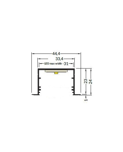 2m Alu-Ceiling Recessed LED profile TXL1 (anodized), set with cover 2m Alu-Ceiling Recessed LED profile TXL1 (anodized), set with cover