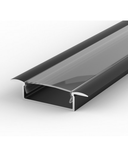 2m recessed LED aluminium profile painted black extrusion EW1 diffuser 2m recessed LED aluminium profile painted black extrusion EW1 diffuser
