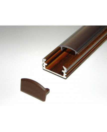 P2 LED profile 1m / 1000mm surface aluminium extrusion, wood wenge effect, with diffuser P2 LED profile 1m / 1000mm surface aluminium extrusion, wood wenge effect, with diffuser