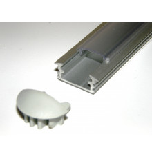 P1 LED profile, 1m / 1000mm recessed extrusion, raw aluminium, with diffuser