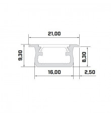 2m LED aluminium profile K1, painted, white, set with diffuser 2m LED aluminium profile K1, painted, white, set with diffuser