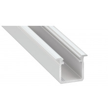 1m white recessed LED aluminium profile KH1 18/17mm, set with diffuser