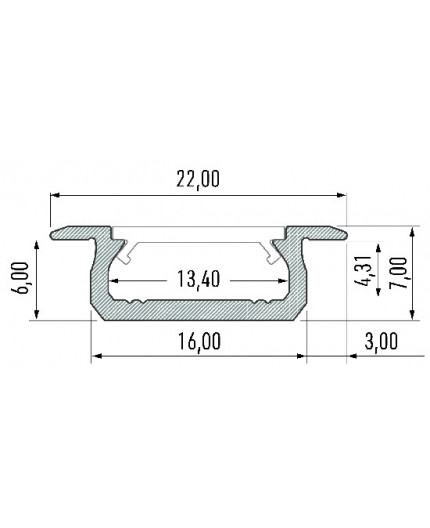 KL1 LED aluminium profile 1m, anodized, silver, set with diffuser KL1 LED aluminium profile 1m, anodized, silver, set with diffuser