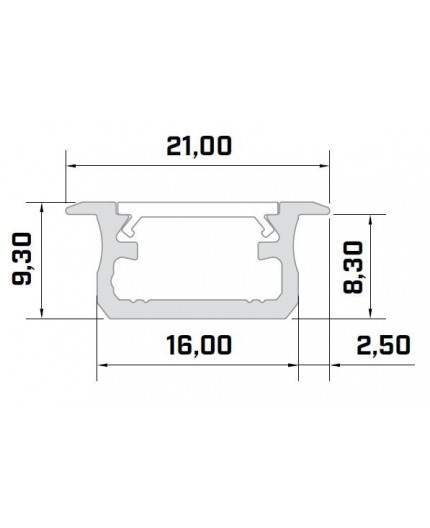 K1 LED aluminium profile 1m, anodized, silver, set with diffuser K1 LED aluminium profile 1m, anodized, silver, set with diffuser
