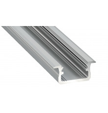 K1 LED aluminium profile 2m, anodized, silver, set with diffuser